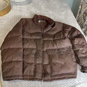 SKI DADDLE Puffer Jacket Men's XL Brown Vintage Down Ski Coat‎ Goose Duck